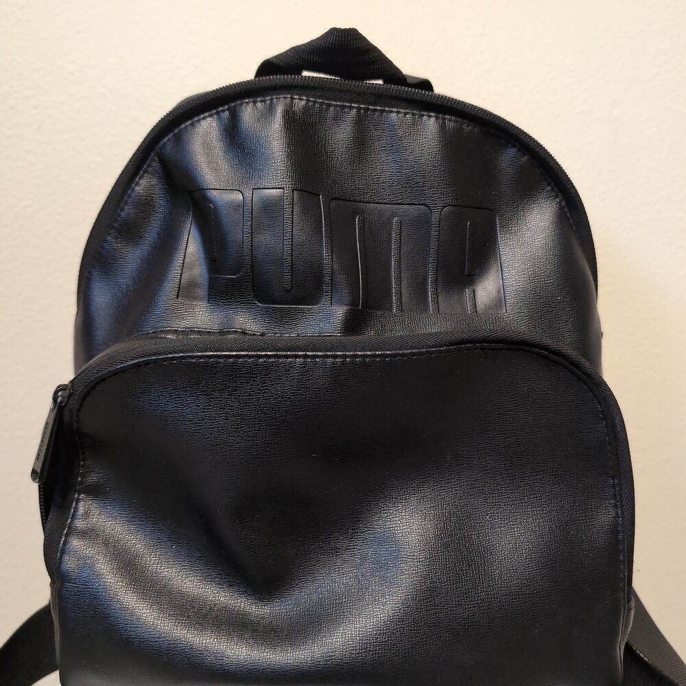 Faux Leather Logo Embossed Mini Backpack